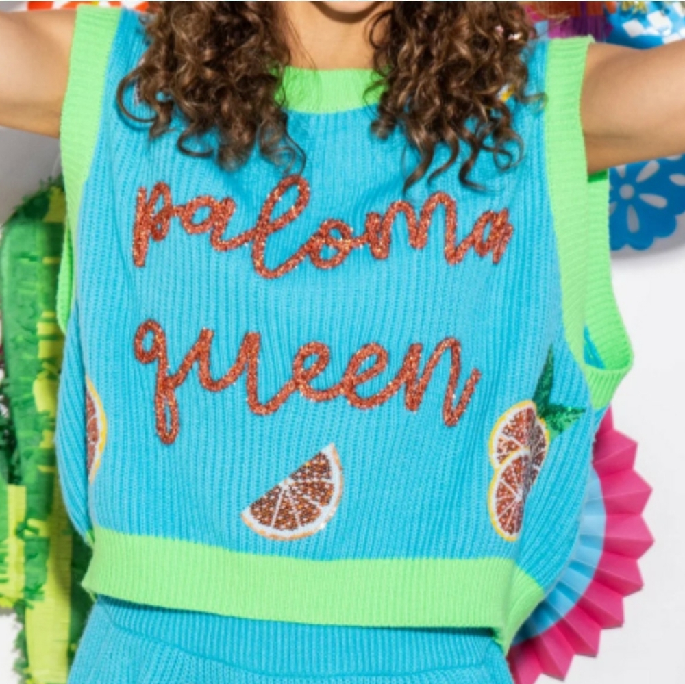 QUEEN OF SPARKLES Blue and Green Vest
